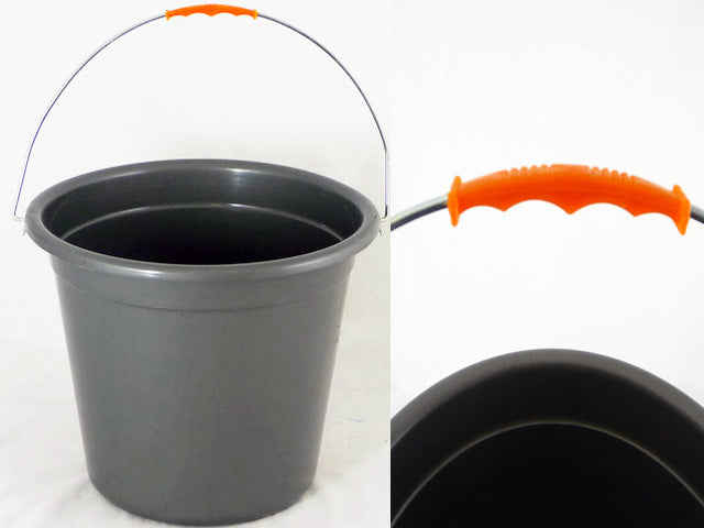 9L Plastic Pail Bucket with Handle – Gray Utility Bucket for Cleaning, Storage & Household Use