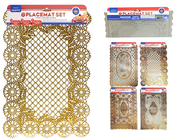 Elegant PVC Placemat Set – 2 Piece Table Mats, 12 x 18 Inch, Assorted Designs