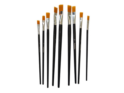 9-Piece Artist Paint Brush Set – Black Handle Brushes for Acrylic, Watercolor & Craft Painting