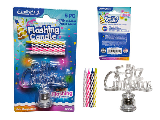 Happy Birthday Flashing Candle Set – 5 Piece LED Birthday Cake Candles