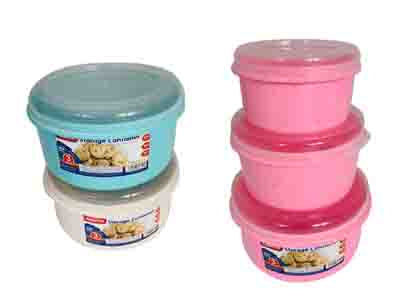 3-Piece Round Food Storage Container Set – Assorted Colors with Airtight Lids