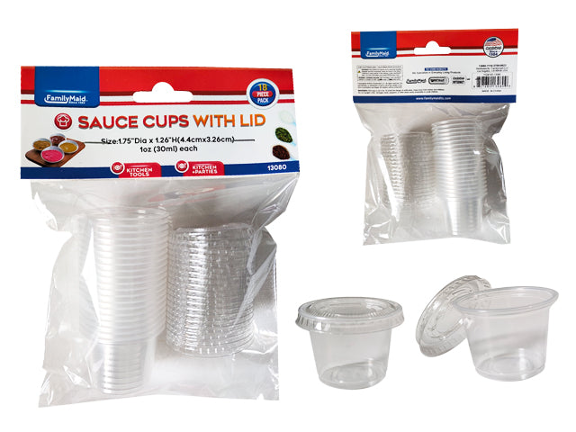 Disposable Sauce Cups with Lids – 1 oz Portion Cups (18 Piece Set)