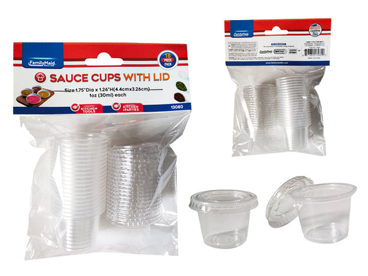 Disposable Sauce Cups with Lids – 1 oz Portion Cups (18 Piece Set)
