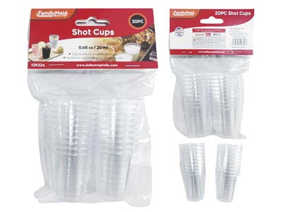 20-Piece Plastic Shot Cups 1 oz – White color