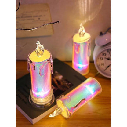 Iridescent LED Flameless Candle 6.3 Inch – Warm White Decorative Light