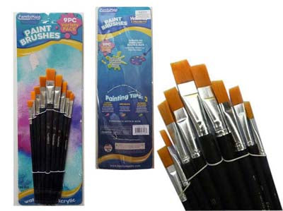 9-Piece Artist Paint Brush Set – Black Handle Brushes for Acrylic, Watercolor & Craft Painting