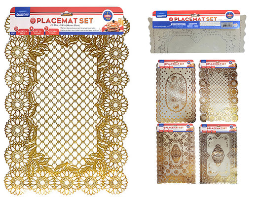 Elegant PVC Placemat Set – 2 Piece Table Mats, 12 x 18 Inch, Assorted Designs