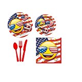 PATRIOTIC JULY 4TH EMOJI PARTY DINNERWARE PACKAGE FOR 8